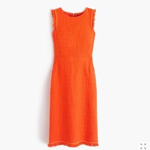 JCrew Petite Orange Sheath Dress In Textured Tweed